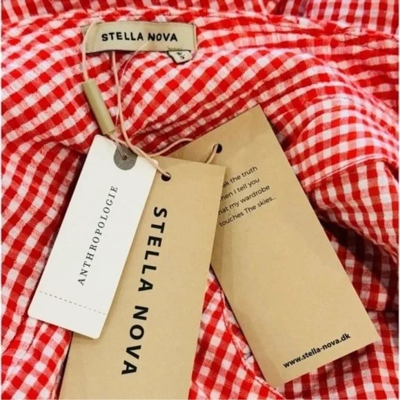 ANTHROPOLOGIE Stella Nova Sussie Square Neck Gingham Dress Size XL NEW - Picture 8 of 10